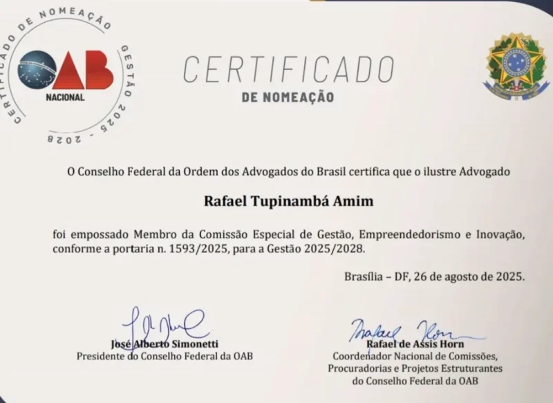 Advogado Rafael Tupinambá é nomeado para Comissão Especial da OAB Nacional