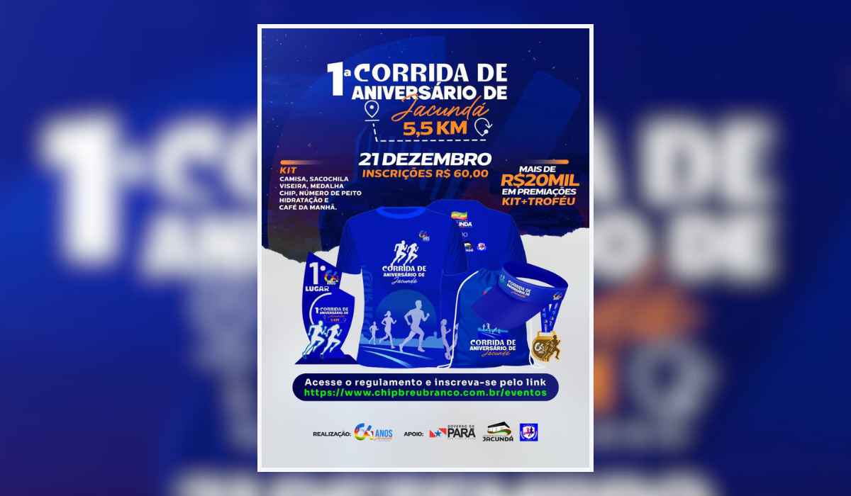 1ª Corrida de Aniversário de Jacundá terá 5,5 km e mais de R$ 20 mil em premiações
