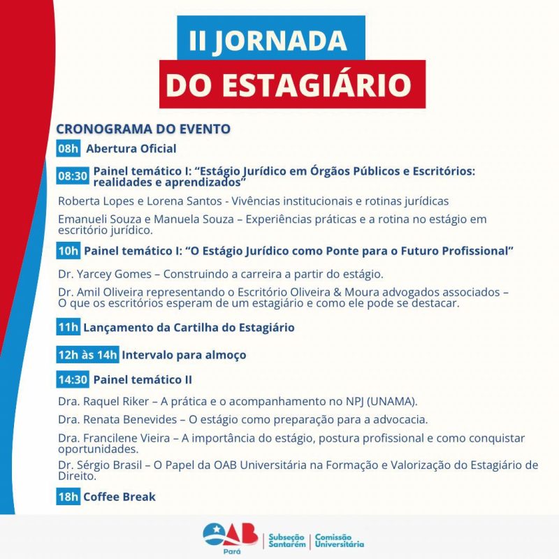 OAB Santarém realiza 'II Jornada do Estagiário' para acadêmicos de Direito no IESPES