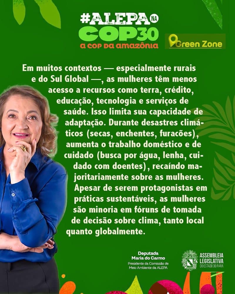 Maria do Carmo conduz debate sobre protagonismo feminino e justiça climática na COP30