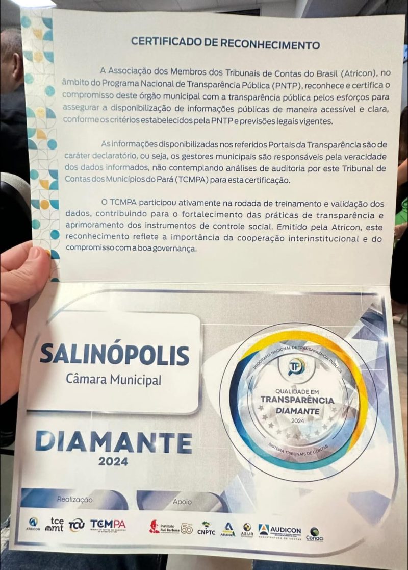 TCM-PA aprova contas de 2024 da Câmara de Salinópolis sob gestão de Argeo Corrêa