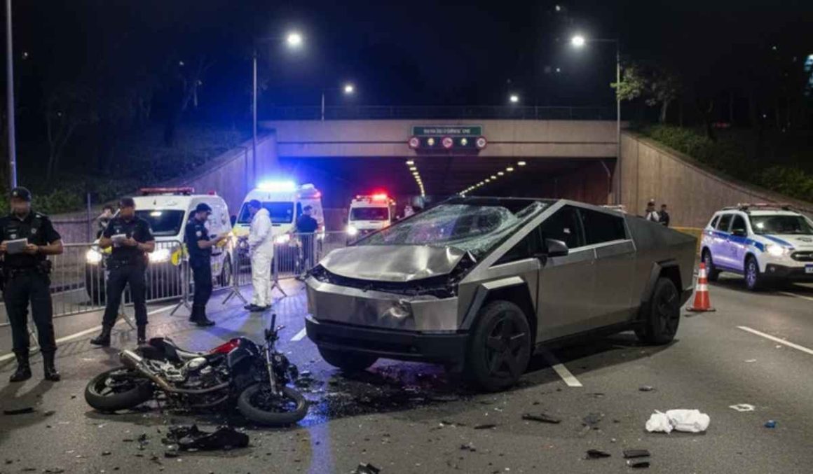 Motociclista morre em acidente envolvendo carro Tesla Cybertruck em SP