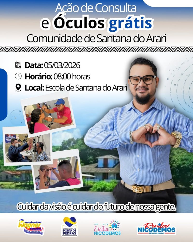 Professor Wagner Pereira promoverá ação com consultas e óculos gratuitos em Santana do Arari