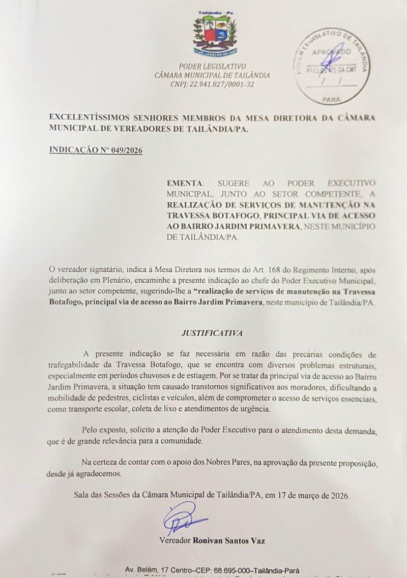 Vereador Roni Baiano leva demanda de moradores do Jardim Primavera à Câmara