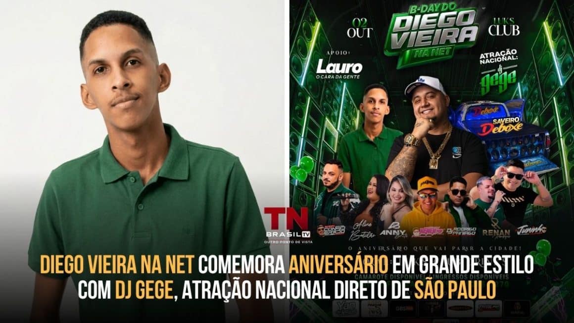 Diego Vieira na Net comemora aniversário em grande estilo com DJ Gege, atração nacional direto de São Paulo Diego Vieira na Net comemora aniversário em grande estilo com DJ Gege, atração nacional direto de São Paulo