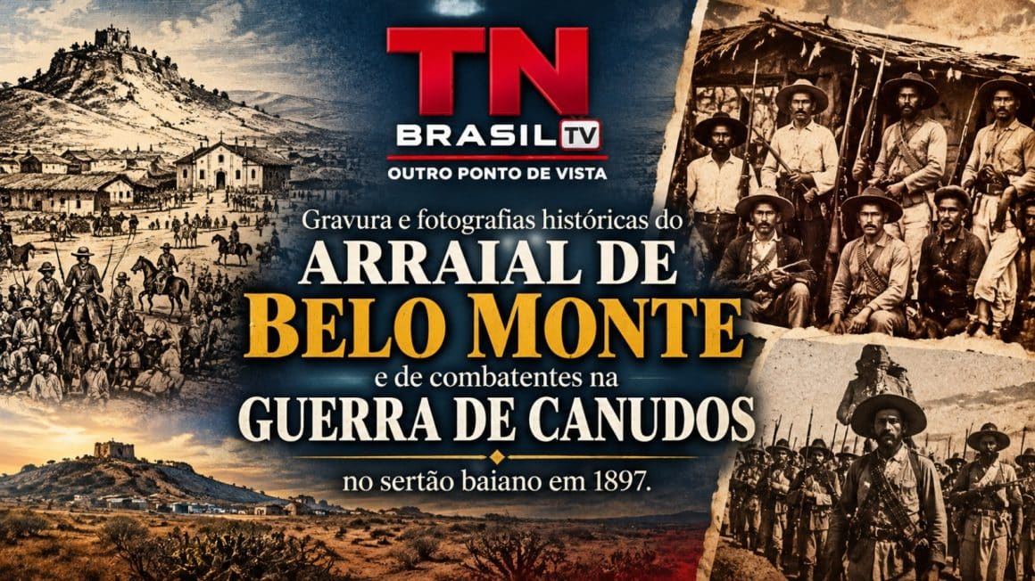 A Guerra de Canudos: A Saga Sertaneja de Fé, Resistência e Sangue que Desafiou a República Gravura e fotografias históricas do arraial de Belo Monte e de combatentes na Guerra de Canudos no sertão baiano em 1897.