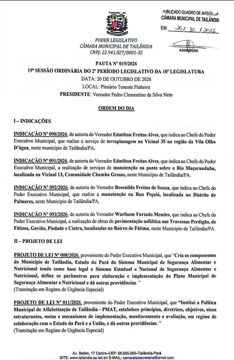 Vereador Miltinho Boiadeiro solicita melhorias em vicinais e ponte de Tailândia